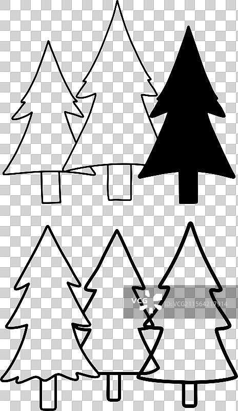 圣诞树图标集，包含松树元素图片素材