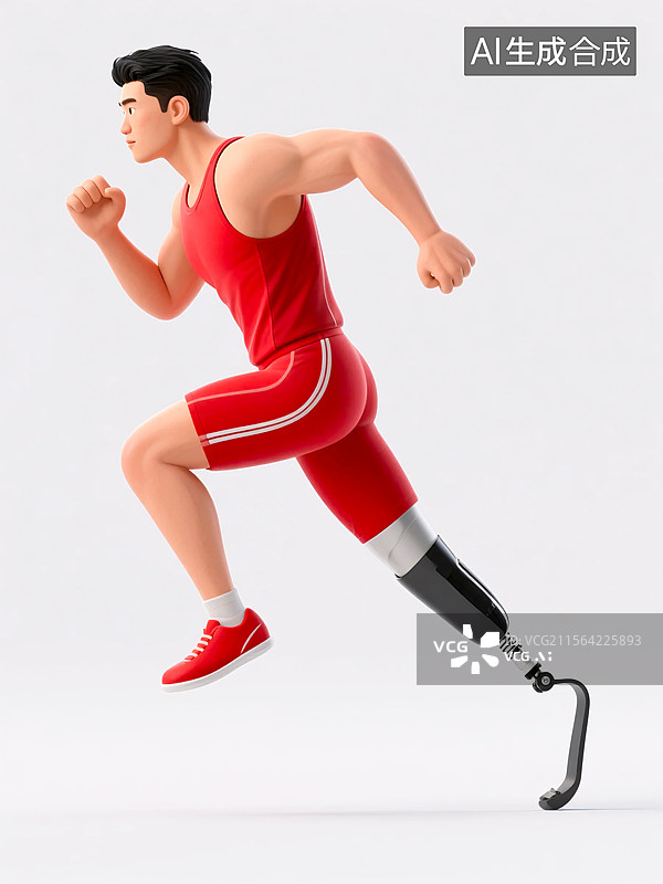 【AI数字艺术】3D戴着假肢奔跑的运动员图片素材