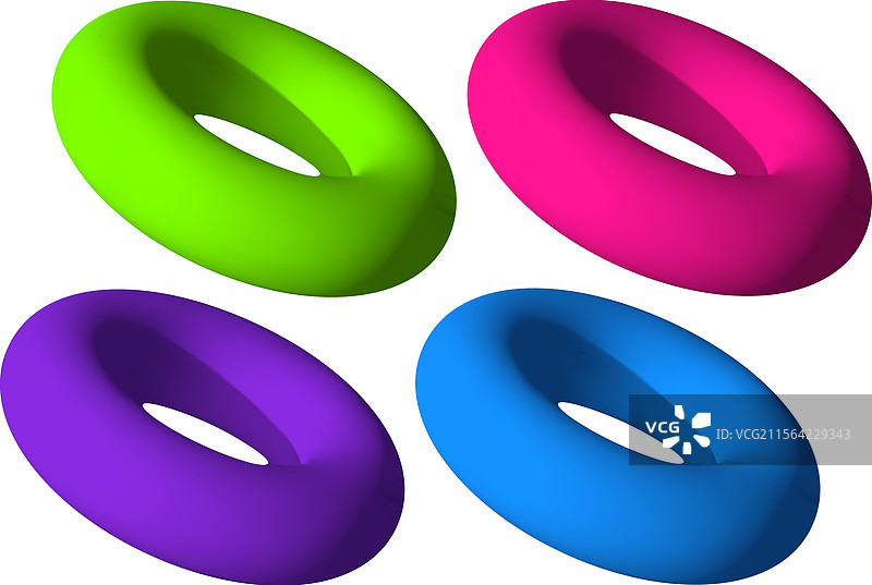 孤立的彩色环面，呈现三维透视效果图片素材
