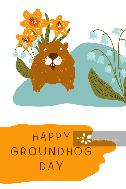 快乐的土拨鼠日，孤立的场景图片素材
