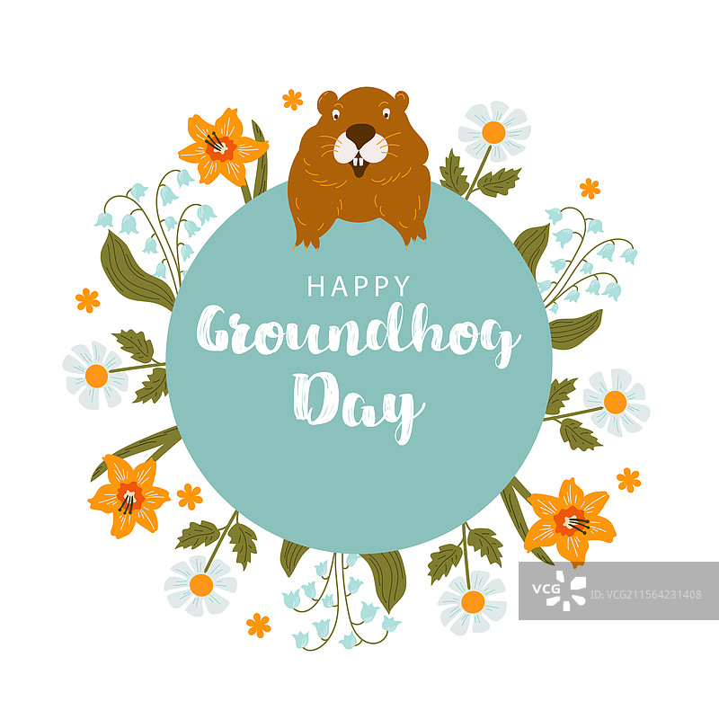 快乐的土拨鼠日，孤立的场景图片素材
