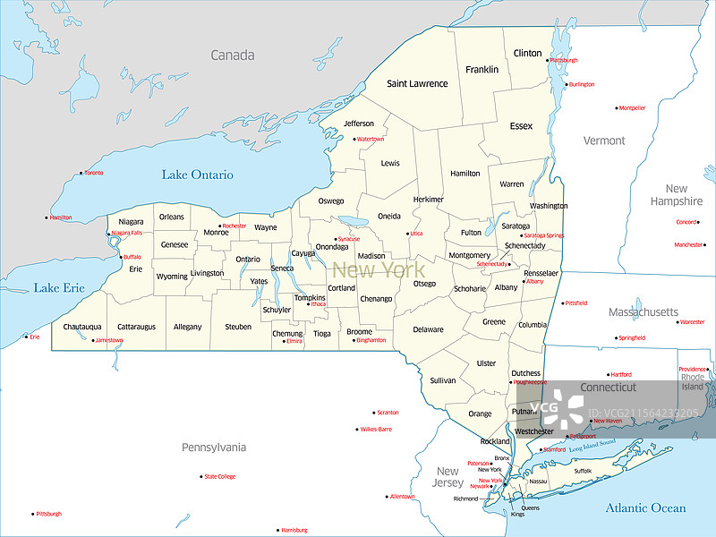 纽约州县地图图片素材