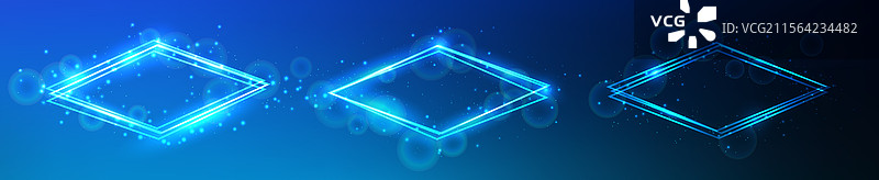 霓虹菱形框架，带有闪光效果和图片素材