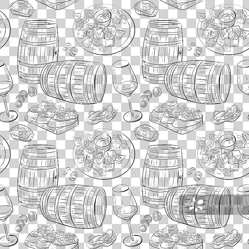 无缝图案线条艺术元素 - 食物图片素材