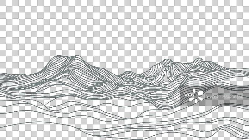 波浪形抽象山脉风景图片素材