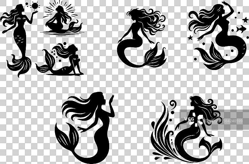 美人鱼剪影图片素材