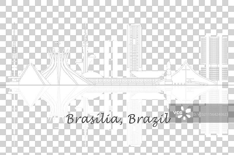 巴西利亚城市的天际线全景图片素材