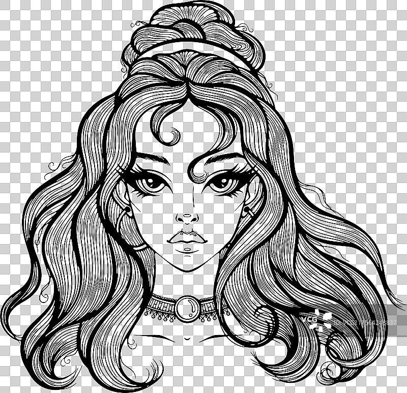 长发女孩与颈圈项链图片素材