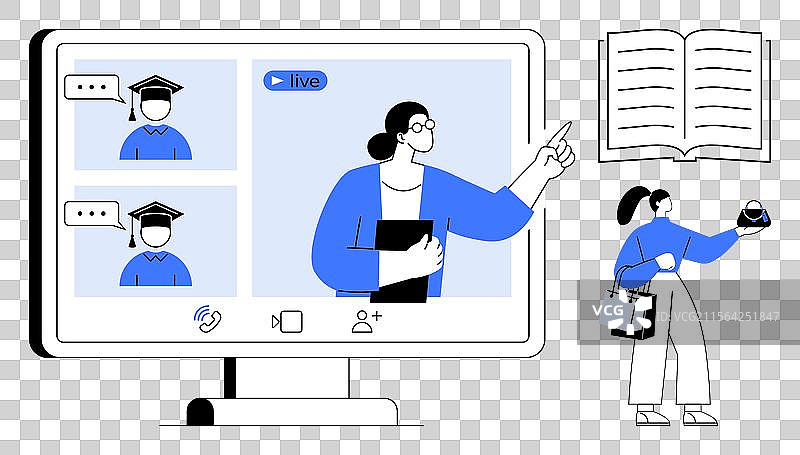 在线视频教育与视频会议教师图片素材