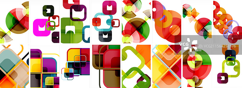 时尚的极简彩色几何形状抽象图形图片素材