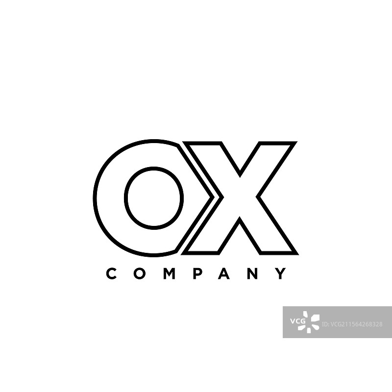字母o和x的ox标志设计模板，简约风格图片素材