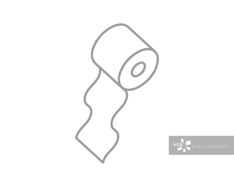 简单的灰色线条艺术，展示一卷纸展开的样子图片素材