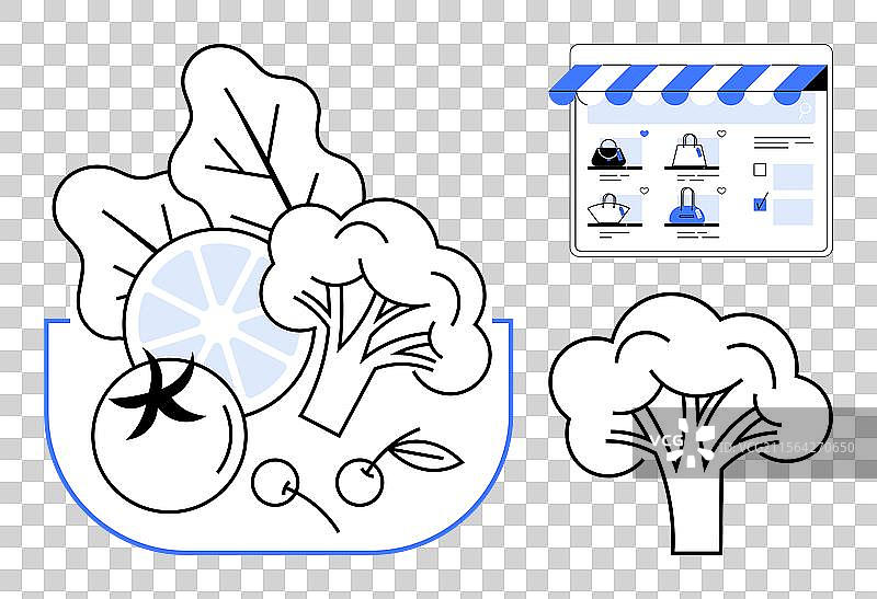 在线购物网站，提供新鲜蔬菜和图片素材