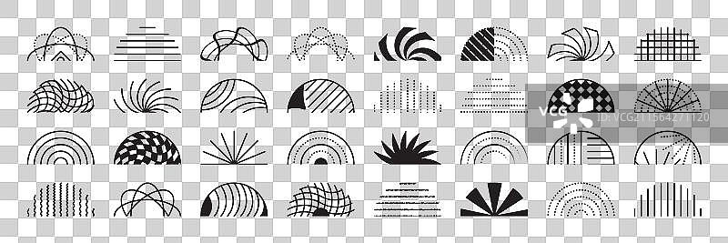 黑色线条单色半圆形集合图片素材