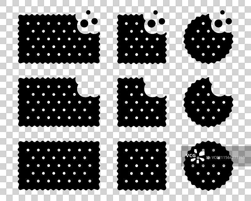 一组带有碎屑的咬过的饼干，甜的或咸的图片素材