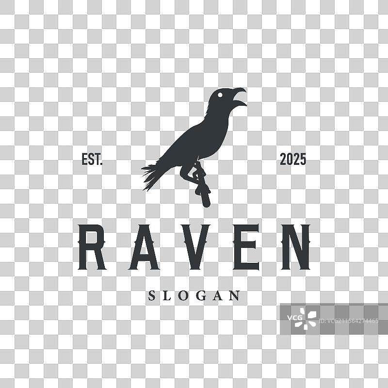 简单的黑色乌鸦标志轮廓设计图片素材