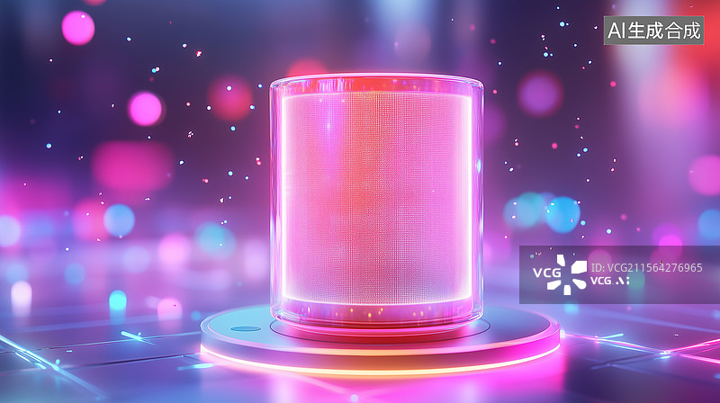 【AI数字艺术】粉红渐变圆柱装置图片素材
