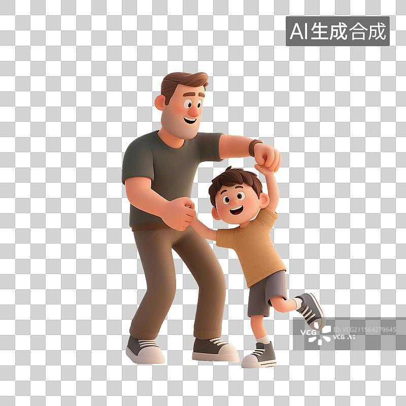 【AI数字艺术】3D萌趣父子图片素材