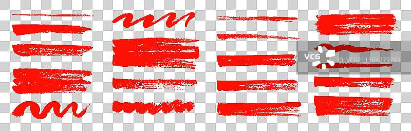 刷子纹理红色笔划下划线高亮图片素材