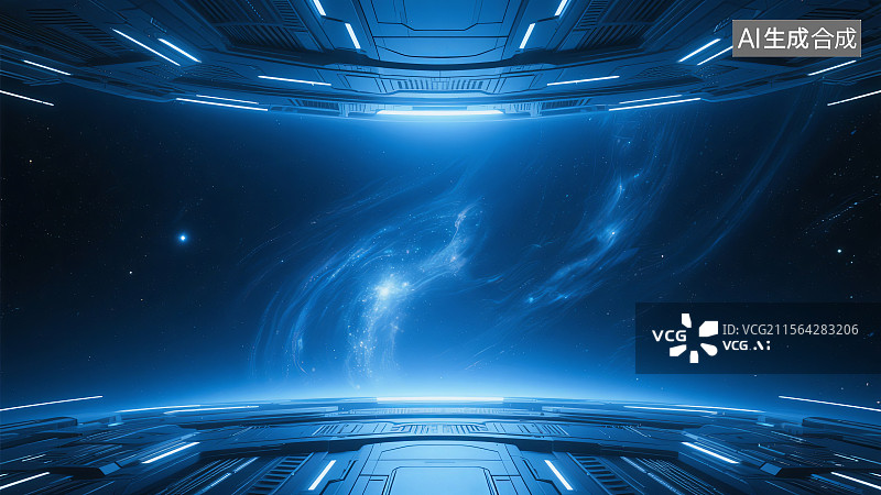 【AI数字艺术】星际舷窗中的银河图片素材
