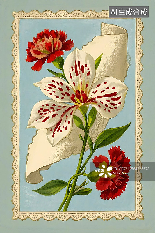 【AI数字艺术】花卉卡片精美图案图片素材