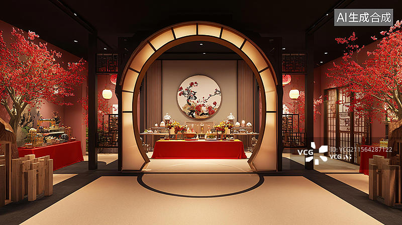 【AI数字艺术】京剧风餐厅图片素材