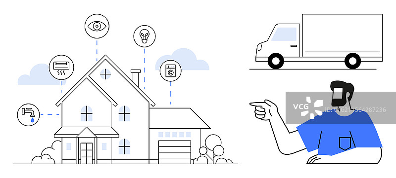 智能家居功能与用户的搬家服务图片素材