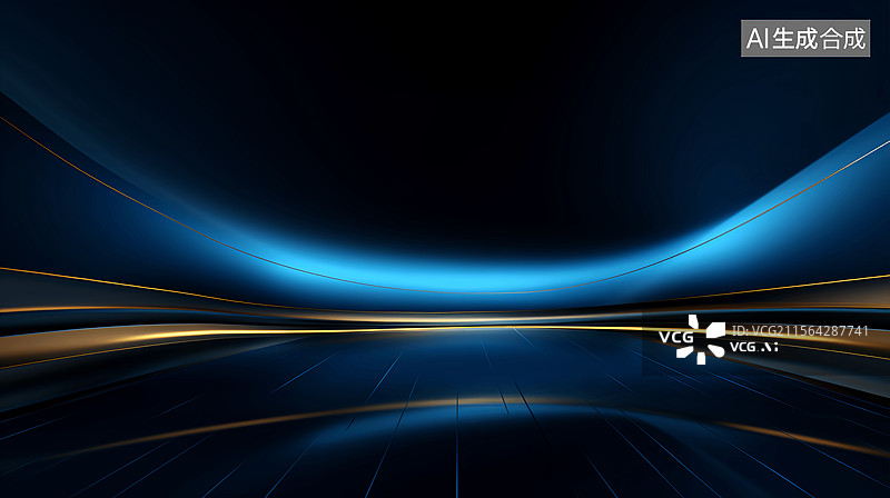 【AI数字艺术】深蓝色抛物线空间产品发布会商务科技背景图片素材