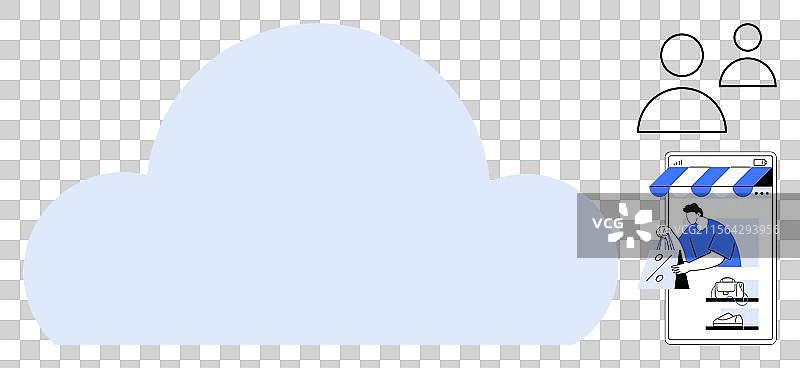 电子商务商店，配备云存储和用户功能图片素材