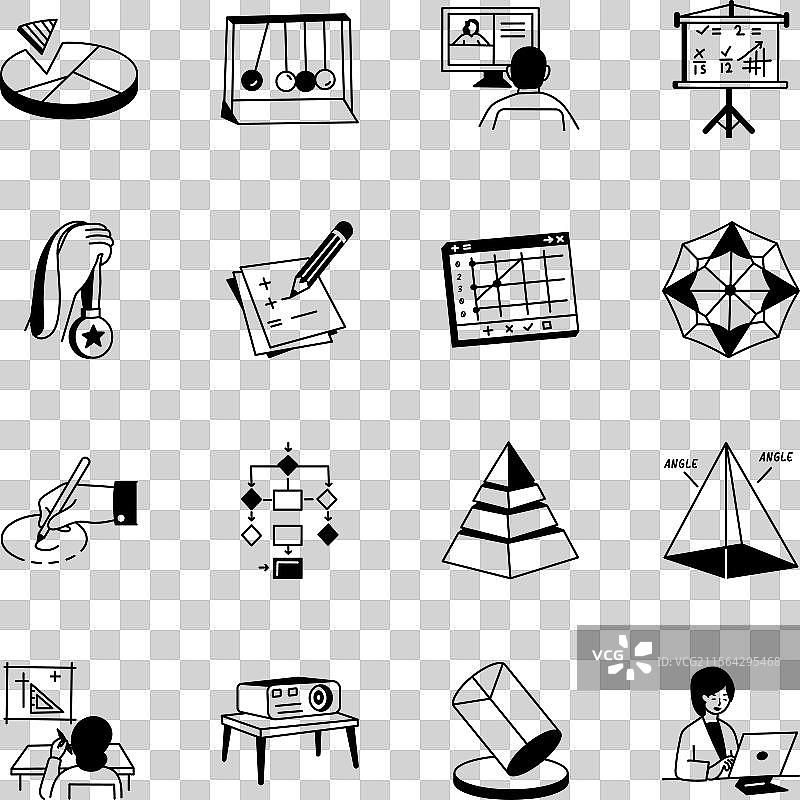 手绘数学图标合集图片素材