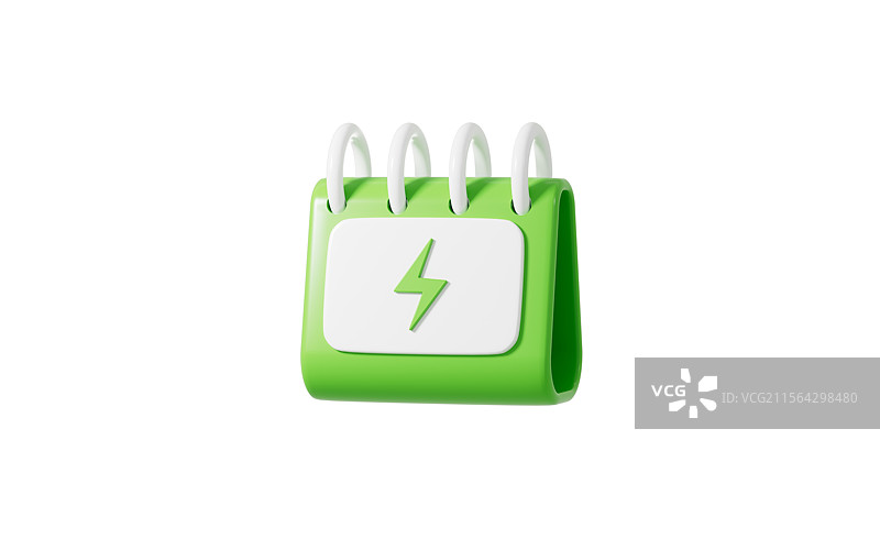 卡通电能绿色能源概念3D渲染图片素材