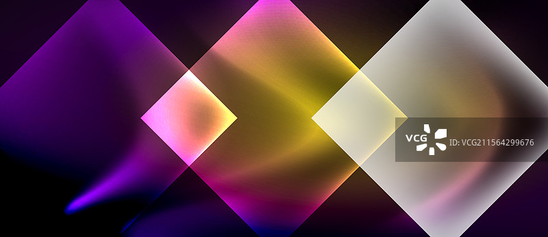 带有霓虹闪光灯的玻璃方块抽象图案图片素材