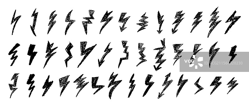 蜡笔绘制的闪电系列图片素材