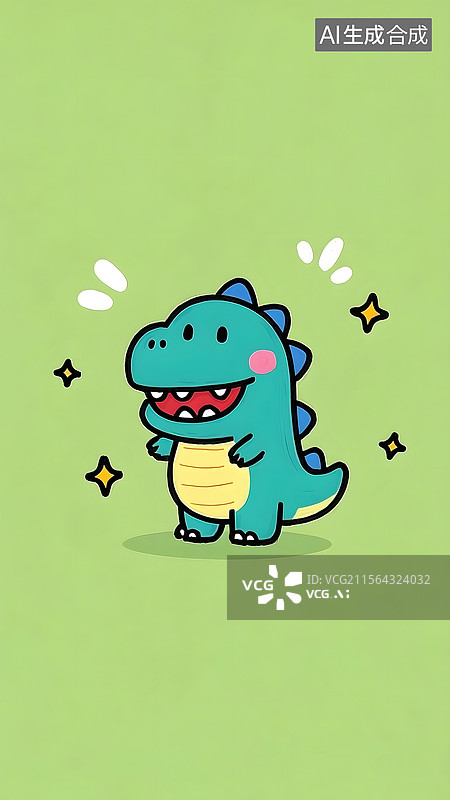 【AI数字艺术】卡通风格的绿色鳄鱼插画图片素材