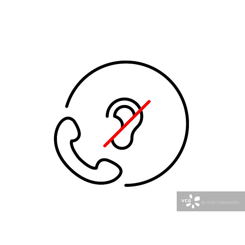 呼叫和耳朵交叉符号静音模式关闭图片素材