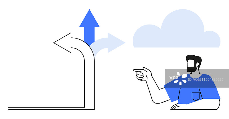 有指向箭头的分叉道路图片素材
