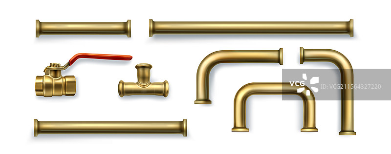 3D黄铜管道集合图片素材