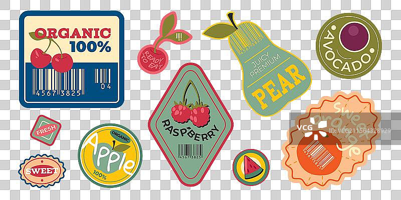 复古水果贴纸收藏图片素材