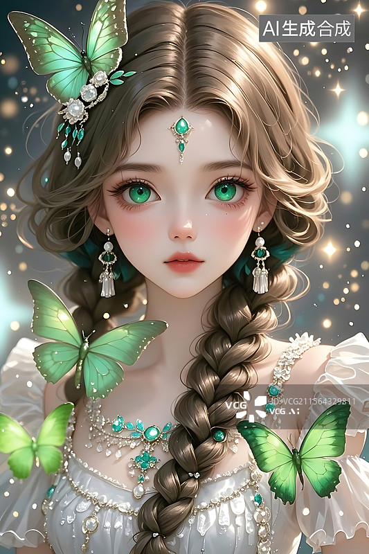 【AI数字艺术】绿蝶仙子梦幻图图片素材