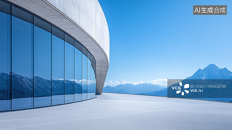【AI数字艺术】现代风格简约建筑和地面无人户外背景；汽车行业广告背景图片素材