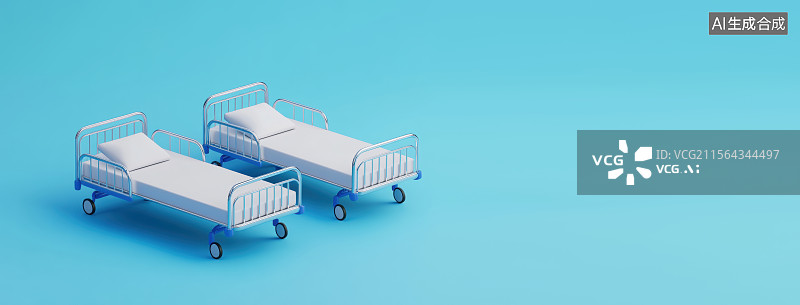 【AI数字艺术】3D三维卡通医疗行业医院住院部病床图片素材