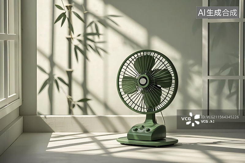 【AI数字艺术】午后室内风扇三维插画图片素材