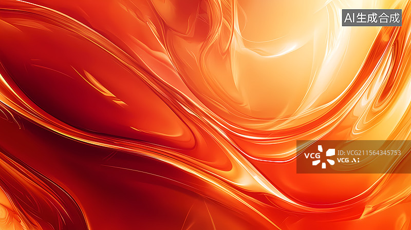 【AI数字艺术】抽象动态红色液体流动图片素材