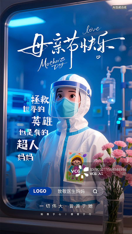 【AI数字艺术】母亲节快乐不同职业母亲角色海报图片素材
