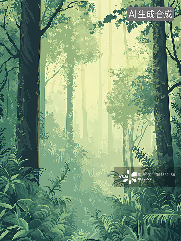 【AI数字艺术】朦胧森林小径图片素材