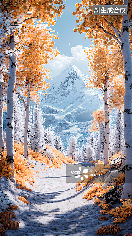 【AI数字艺术】梦幻云林小径图片素材