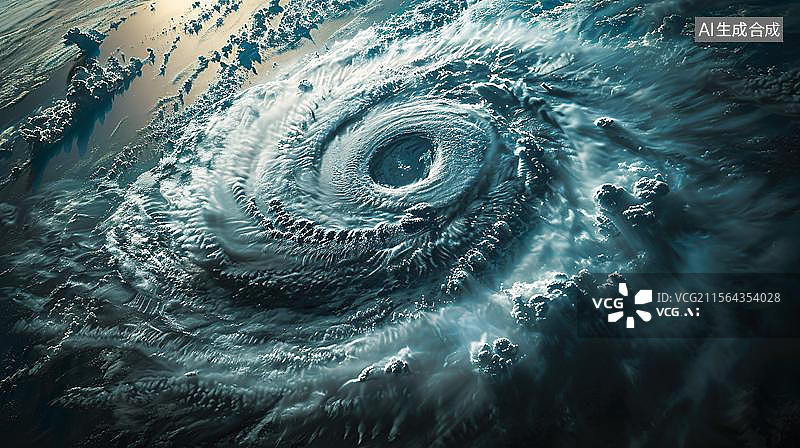 【AI数字艺术】卫星视角查看台风眼特写  台风风眼 极端台风天气暴风眼,气象学气候图片素材