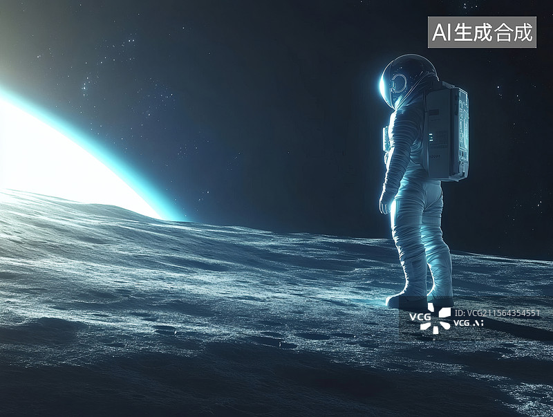 【AI数字艺术】宇航员在月球上图片素材
