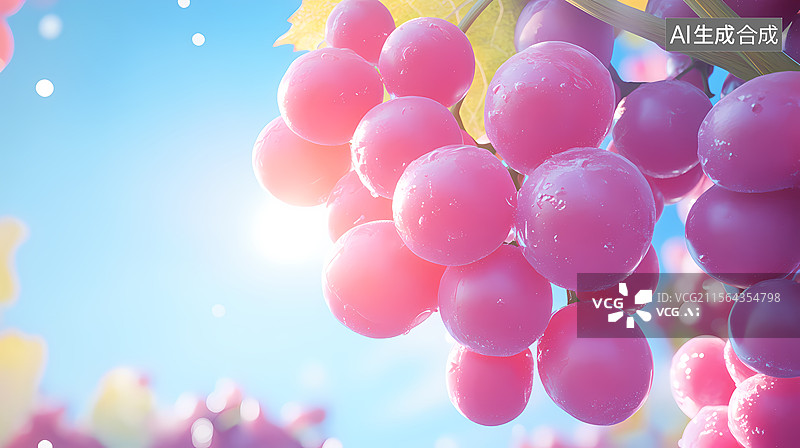 【AI数字艺术】阳光下的粉红葡萄图片素材