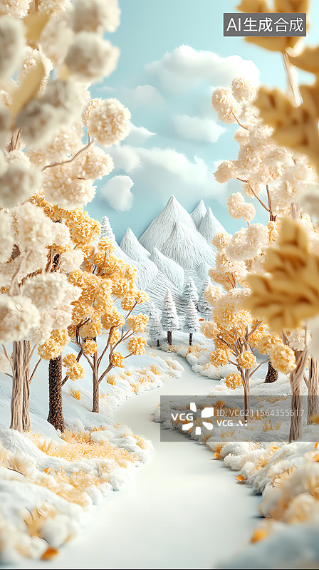 【AI数字艺术】梦幻云林小径图片素材